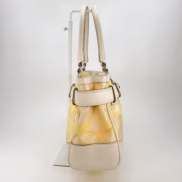 COACH Hampton Signature Stripe Spring Canvas Yellow Shoulder Bag - L0885-F13337 - Picture 9 of 16